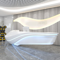 定制玻璃钢烤漆前台桌公司大堂迎宾咨询接待台售楼部服务医美吧台