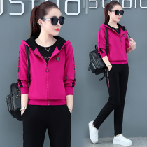 American sports suit women Spring 2021 new cotton hooded brand casual loose dance three-piece set