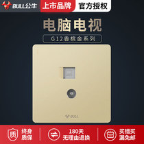 Bull computer TV socket switch cable TV Network panel CCTV TV socket G12 gold