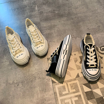 Canvas shoes womens summer thin white shoes ins street fashion shoes 2021 new thick-soled low-top beggar shoes all-match