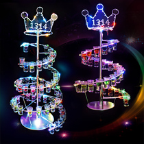 Bar champagne tower luminous cocktail glass holder set KTV bullet cup charging creative led flash lamp Wrought iron wine rack