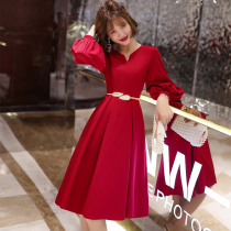 Toast service bride bride 2021 new spring and autumn red usually wear wedding engagement back door casual dress women