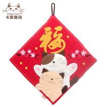 Japanese design KINE cat handmade patchwork pure cotton fabric stacking cat Spring Festival door linkage door hanging wall hanging lucky cat
