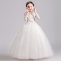 White girls princess dress childrens wedding dress high-end Girl Flower girl piano performance autumn