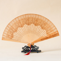 Laochang Gate (Suzhou sandalwood fan) traditional wooden fan folding fan Chinese style craft gift fan retro style