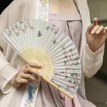Old Changan ancient style folding fan fan Ancient style folding fan Ancient style fan fan folding fan Small fan Hanfu portable womens tassel