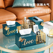 Light luxury high-end tissue box living room household coffee table multi-function remote control storage box creative modern paper box