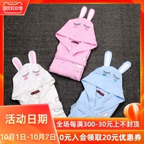 Childrens bathrobe absorbent quick-drying spring and autumn thin cotton waffle cartoon print cape long cotton robe