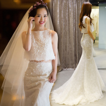 Light wedding dress 2021 new forest travel shoot two-piece fairy split two wear small tail fish tail outdoor go out yarn