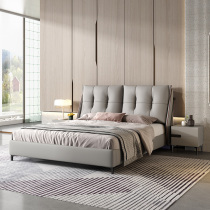 Guangchao leather bed 1 8 meters modern light luxury simple double bed Master bedroom wedding bed 1 5 gray soft bag bedroom furniture