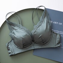Underwear Womens Small breasts gather in summer without steel ring thickened flat chest large adjustment sexy lace back French bra