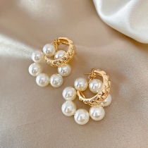 Personality design ~ unique trendy ~ advanced earrings female atmosphere wearing sense two treasures full of temperament full ins trend style