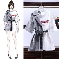 A21ABC size womens clothing 2021 summer new fat sister thin Foreign Air Age fashionable meat cover design sense