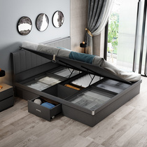 Modern simple side open air pressure high box storage bed Nordic 1 8 meters Master bedroom tatami 1 5 meters with storage double bed