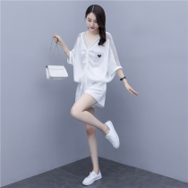 Casual Fashion Shorts Suit Woman 2022 Summer New Ocean Gas Aging Nets Red Two Sets Sexy Womens Clothing Wave