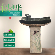 Chinese household floor-to-ceiling balcony washbasin Column basin Column washbasin Pool Courtyard outdoor bathroom one