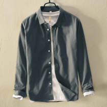 Trendy mens long sleeve shirt cotton business leisure base clothes white shirt mens summer thin breathable