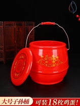 Sun bucket wedding solid wood wedding dowry supplies large wedding women married family items happy bucket ornaments Red