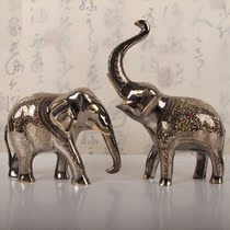 16 inch colorful lucky Feng Shui elephant pair of elephant ornaments Bronze Pakistani crafts Bronze elephant