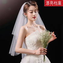 Bride veil main wedding gauze Net red photo props head yarn headdress Super Xiansen line certificate retro tour short white