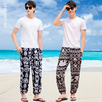 Thin Section Summer Beach Light Cage Pants Men Middle Youth Gats Plus Sports Pants Home Sleeping Pants Cotton long pants