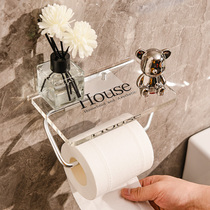 Toilet tissue box punch-free roll paper holder toilet toilet paper placed toilet wall-mounted paper drawer shelf