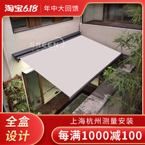 Outdoor awning Telescopic awning Balcony awning thickened awning folding tent Hand-cranked electric awning