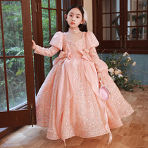 Girls dress high-end foreign flower children birthday puffy princess dress piano performance dress childrens host evening dress