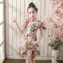 Girls Cheongsam Summer Chinese Style Childrens Modified Dress Little Girl Baby Guzheng Performance Clothing Summer