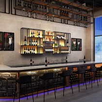 Bar bar creative wine shelf display rack wall glowing wine cabinet restaurant wrought wine rack
