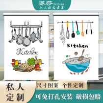 Kitchen anti-oil and waterproof windows Shielded Roller Blinds Curtains Free to install shading shading lifting hand style home
