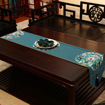 Table flag New Chinese Zen Chinese style tea mat tea ceremony cotton linen fabric long strip mahogany tea table tablecloth tea flag