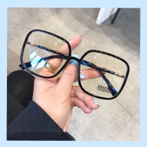 Anti-blue ultra-light plain black frame myopia glasses face small can be matched with degree round face frame net red glasses frame