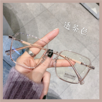 Little red book with brown square glasses frame female Korean version of big face slimming can be matched with degree plain glasses frame male