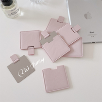 Simple texture stainless steel easy to go out with cosmetic mirror mini Korean ins Wind small mirror portable gift