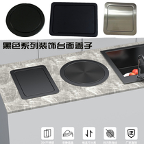 Black Stainless Steel Round Square Trash Can Countertop Recessed Trash Can Decorative Lid Wine Kitchen Cabinet Hide