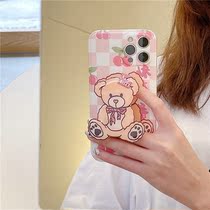 ins Cherry Bear bracket for Apple 11 phone case iphone12promax cute 78plus xr soft