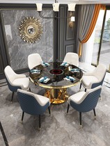 Minimalist light lavish modern round upscale dining table and chairs Composition Home Small family dining room Marble Round Table Dining Table