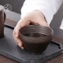 Japanese coarse pottery Kung Fu tea hand-made teacup Master cup Ceramic single cup Large antique tea cup Household tea lamp
