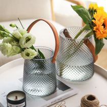 Sherry light luxury glass vase ornaments ins Wind portable transparent creative vase desktop decoration living room vase