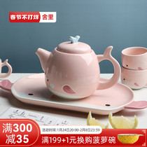 Sheri small fresh cute whale ceramic water set water cup teapot teapot cold kettle tray set home