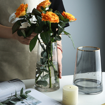 Sherry glass vase light luxury ornaments living room flower arrangement transparent water bedroom flowers Nordic Net red ins style