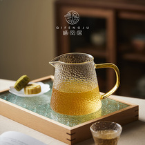 Qifengju large hammer Glass Road Cup new thick heat-resistant transparent kung fu tea divider High Borosilicate tea set