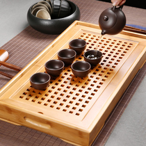 Bamboo tea tray rectangular household drainage embedded kung fu tea set simple bamboo small dry brew tea table water storage