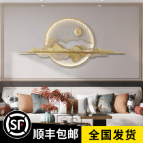 New Chinese living room wall decoration wall wall hanging wall decoration three-dimensional iron hotel club bedside background wall pendant