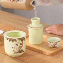 Wine bottle home warm and hot heating Chinese retro vintage old-fashioned nostalgic rice wine white spirits Jingdezhen ceramic wine wine Ware