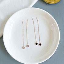 Titanium steel rose gold long section ear line 100 hitch black and white double face quadruleaf grass Roman digital circle earrings earrings earrings