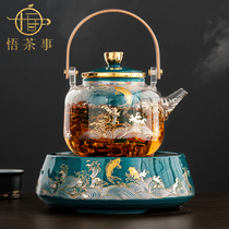 Electric pottery stove Tea maker Household glass boiling water teapot Small Puer tea stove Net celebrity Chinese cooking tea set