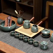 Goyao Kungfu Tea Set Home Small Set High-end Light Luxury Ice Cracking Ceramics Office Guest Teapot Dry Bubble Plate
