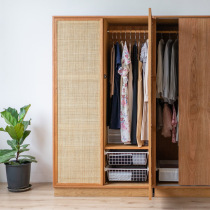 None that is all Japanese-style simple wardrobe household bedroom storage storage cabinet Wooden childrens rattan breathable wardrobe